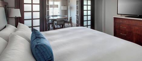 1 bedroom, premium bedding, down comforters, pillowtop beds