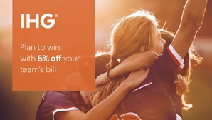 A promotional graphic with the IHG logo and text offering a 5% discount on team bills.