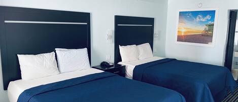 Desk, free WiFi, bed sheets, alarm clocks