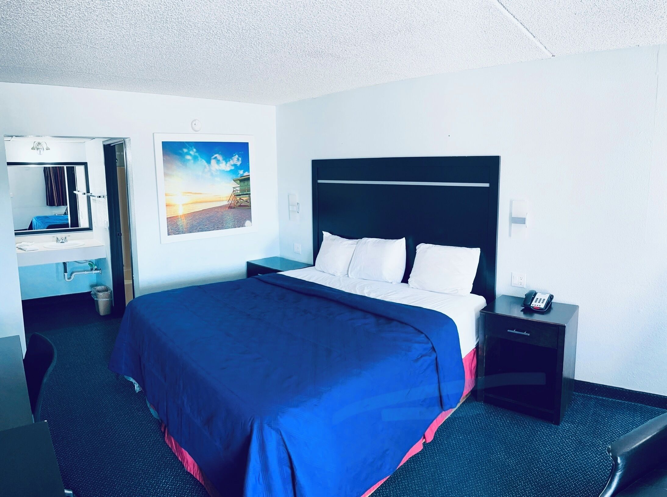 Desk, free WiFi, bed sheets, alarm clocks