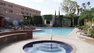 Outdoor pool, sun loungers