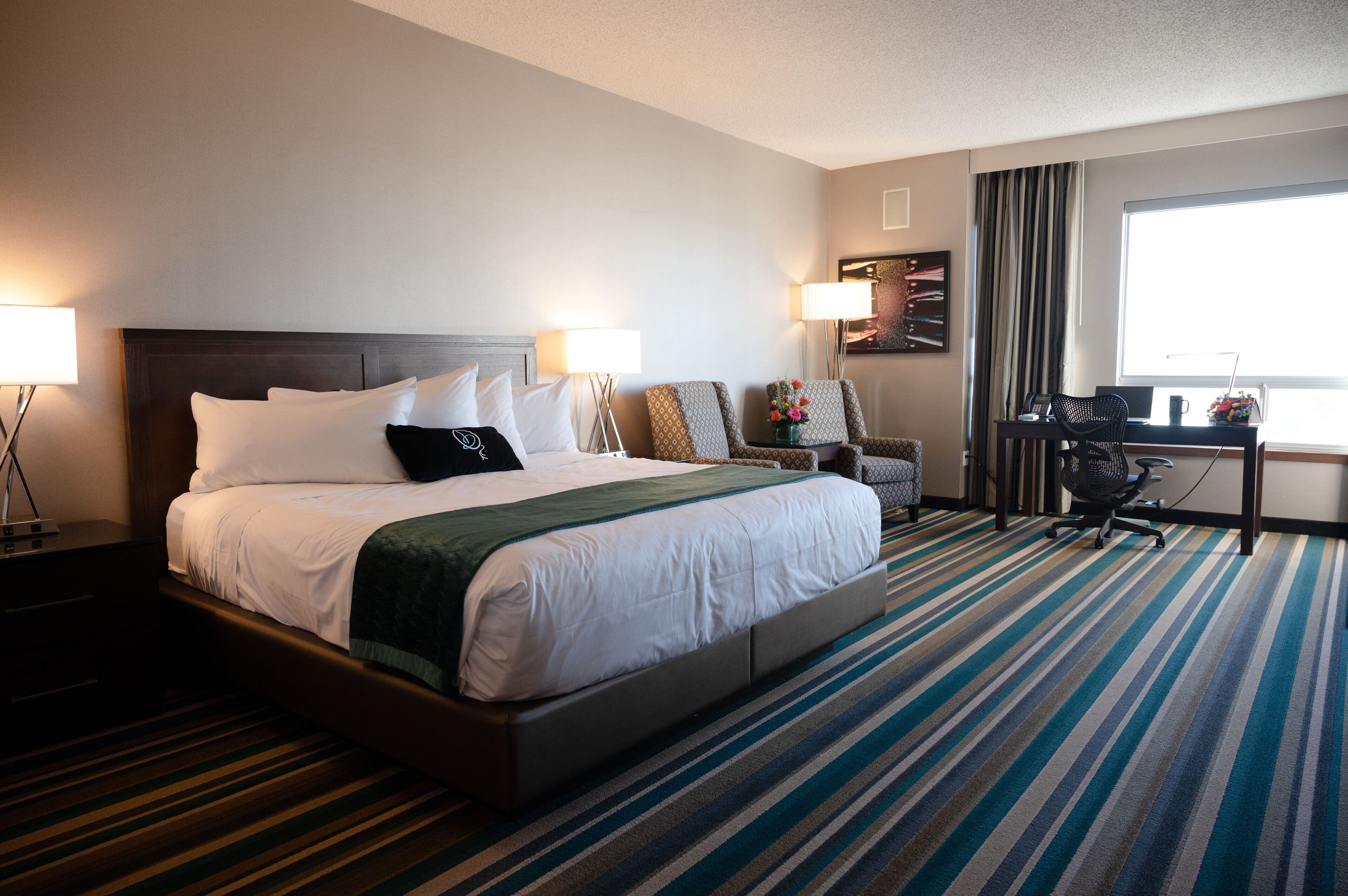 signature room, 1 king bed | premium bedding, in-room safe, desk, laptop workspace