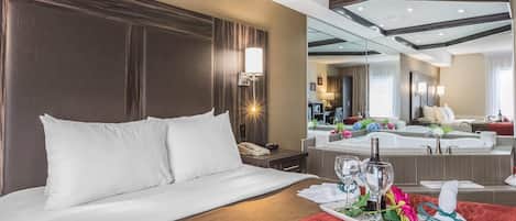Premium bedding, blackout curtains, iron/ironing board