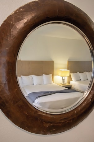 Basic Room, 2 Queen Beds, Non Smoking | Desk, laptop workspace, iron/ironing board, rollaway beds. The Tillamook Inn
