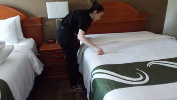 Standard Room, 2 Double Beds, Non Smoking | Desk, blackout curtains, iron/ironing board, bed sheets