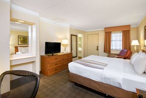 Pillow-top beds, desk, blackout curtains, iron/ironing board
