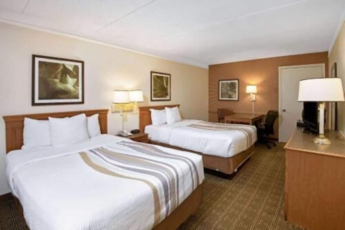 Camas con pillow-top, escritorio y cortinas blackout