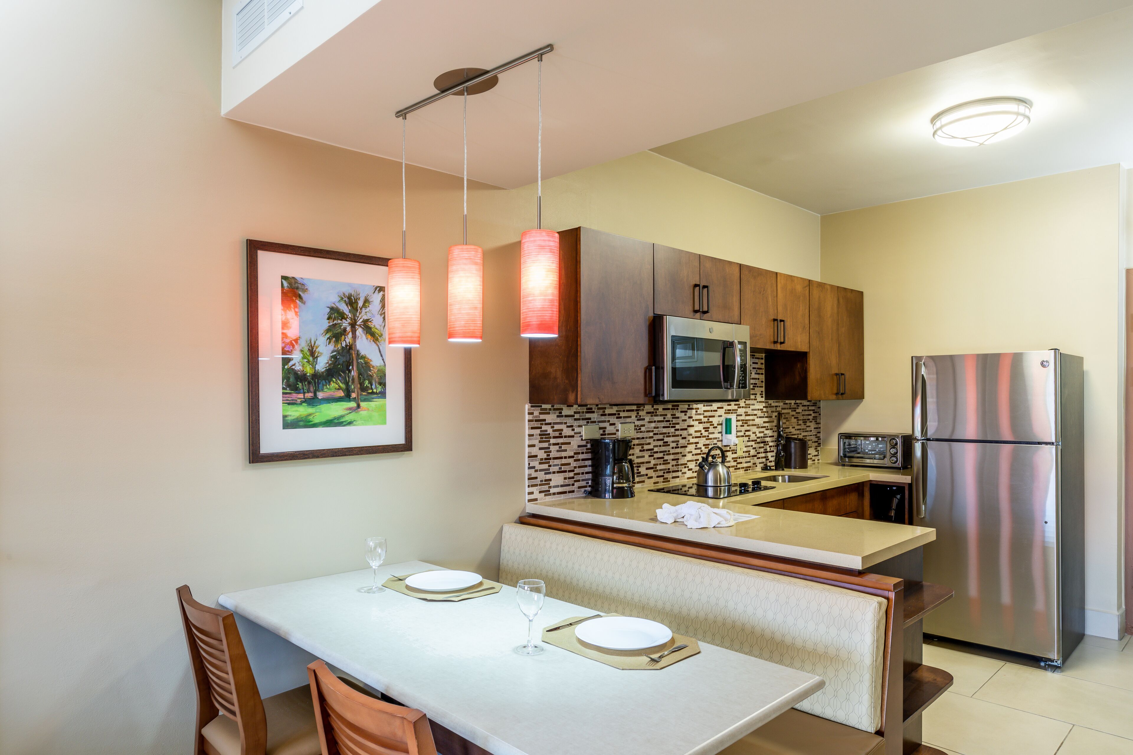 one bedroom premium 2 double | private kitchen | full-sized fridge, microwave, stovetop, coffee/tea maker
