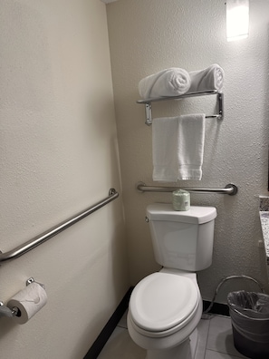 Room, 1 Queen Bed, Accessible, Non Smoking (Mobility Accessible) | Bathroom | Combined shower/tub, eco-friendly toiletries, hair dryer, towels - Ramada by Wyndham Anchorage (Anchorage)