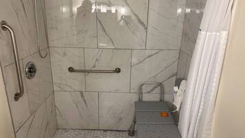 Room, 1 Queen Bed, Accessible, Non Smoking (Mobility Accessible) | Bathroom | Combined shower/tub, eco-friendly toiletries, hair dryer, towels