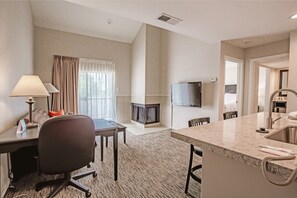 46-inch flat-screen TV with cable channels, TV