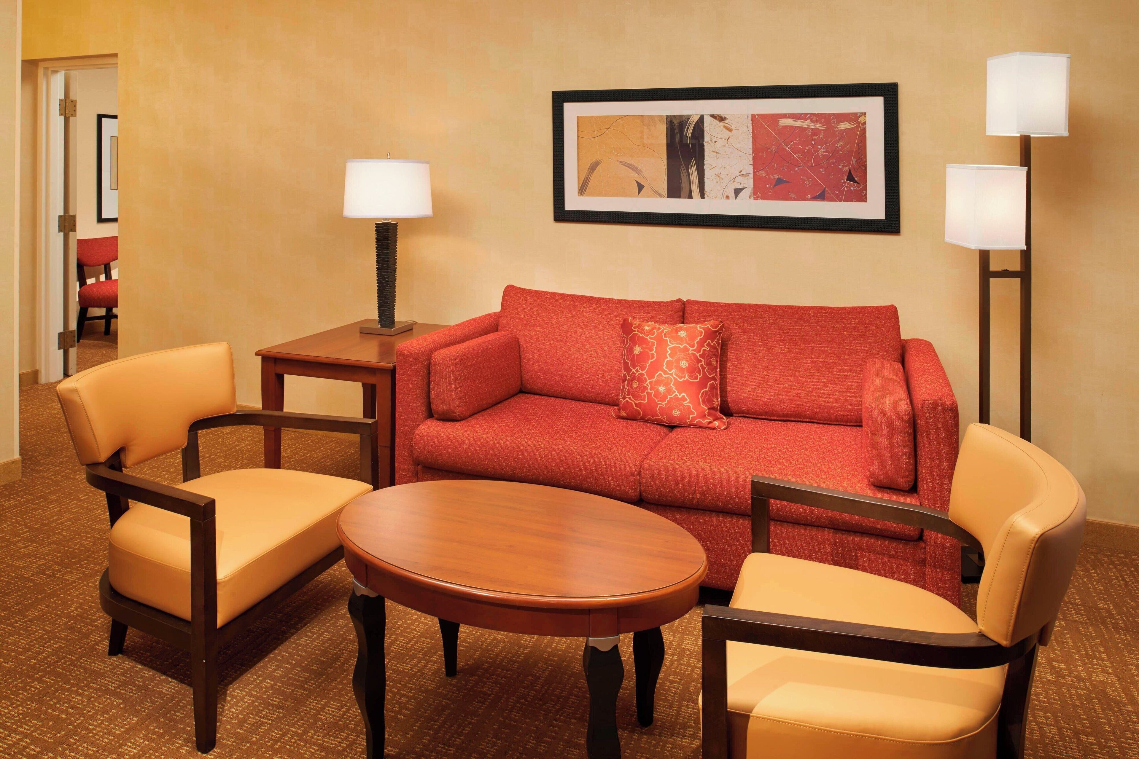 premium bedding, desk, laptop workspace, blackout curtains