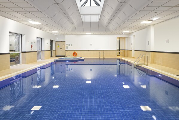 Indoor pool, open 6:30 AM to 9:00 PM, lifeguards on site