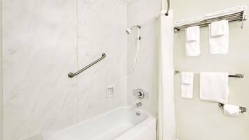 Standard Room, 2 Queen Beds, Accessible | Bathroom | Hair dryer, towels