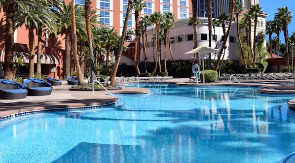 Outdoor pool, open 9 AM to 5 PM, pool cabanas (surcharge), pool loungers