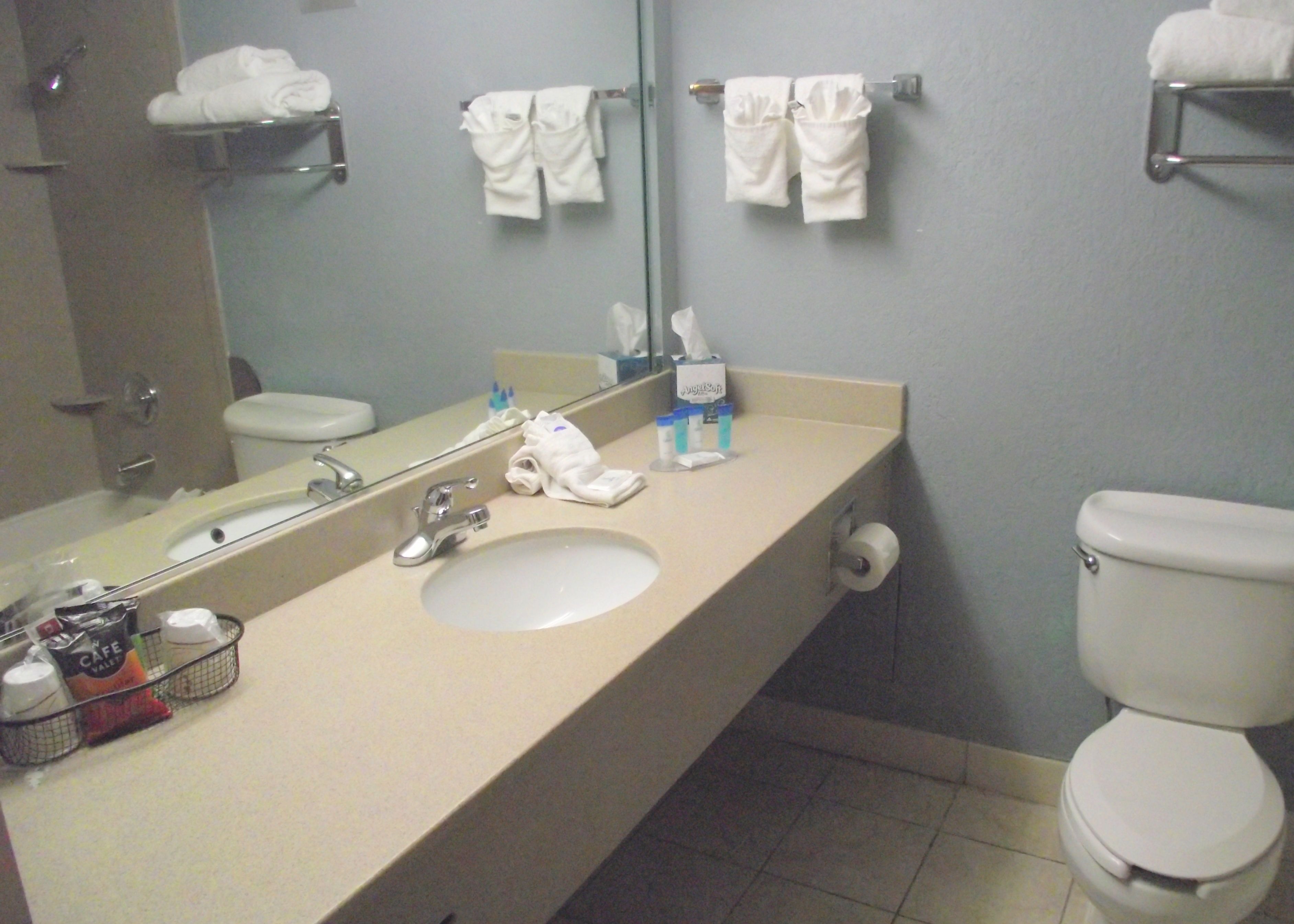 combined shower/bathtub, eco-friendly toiletries, hair dryer, towels