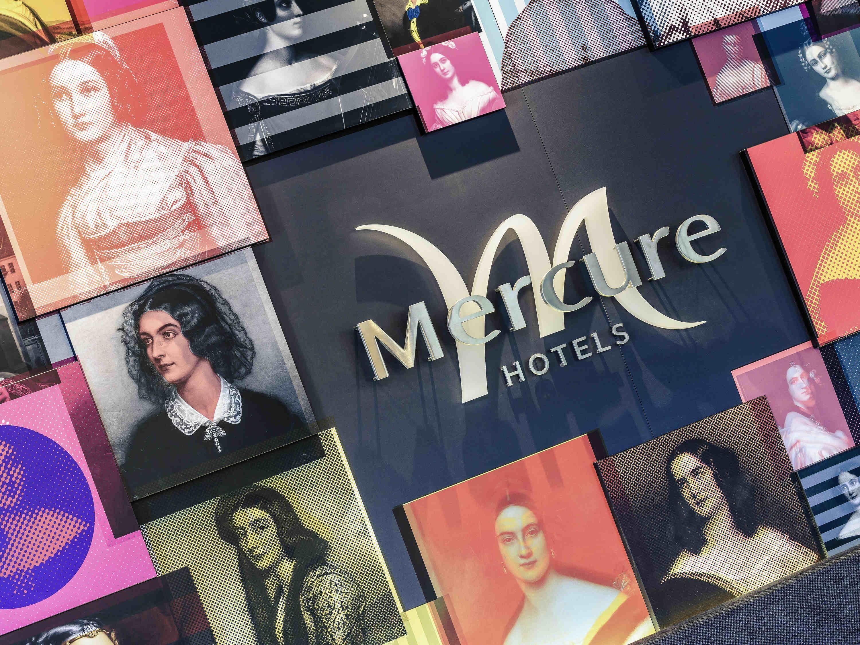A collage of various photographs and the text "Mercure Hotels".