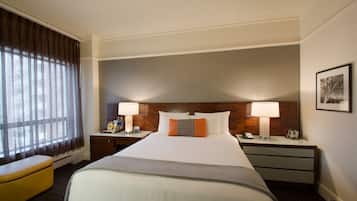 Premium bedding, down comforters, pillowtop beds, in-room safe