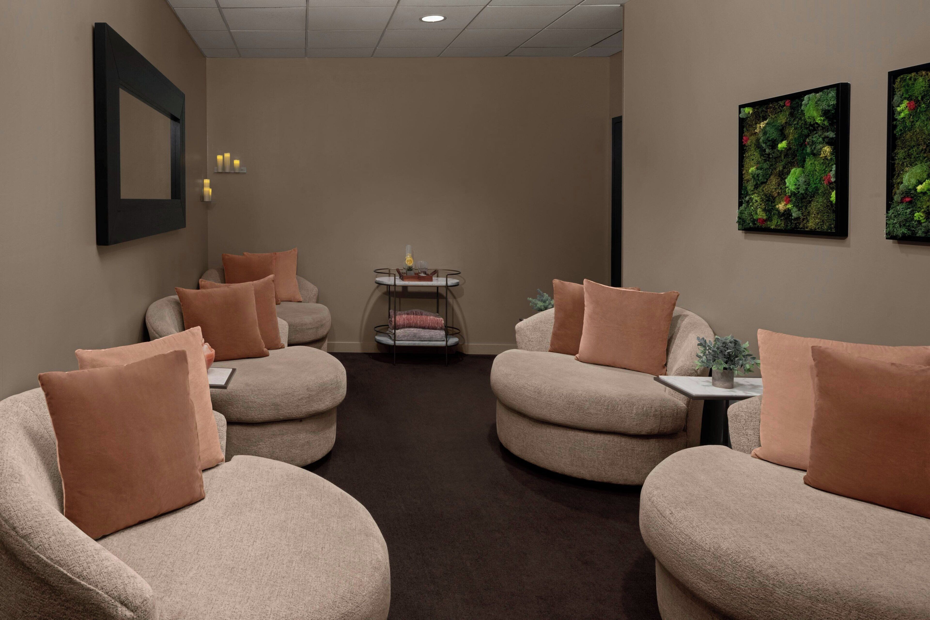 Outdoor treatment area, body treatments, deep-tissue massages, facials