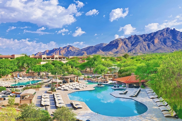 3 outdoor pools, open 8:00 AM to 10:00 PM, free pool cabanas