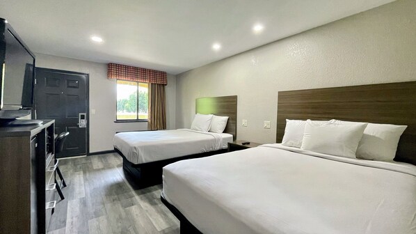 Standard Room, 2 Queen Beds | Desk, free WiFi, bed sheets