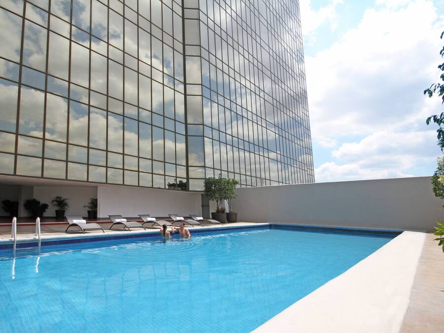 Outdoor pool, pool loungers