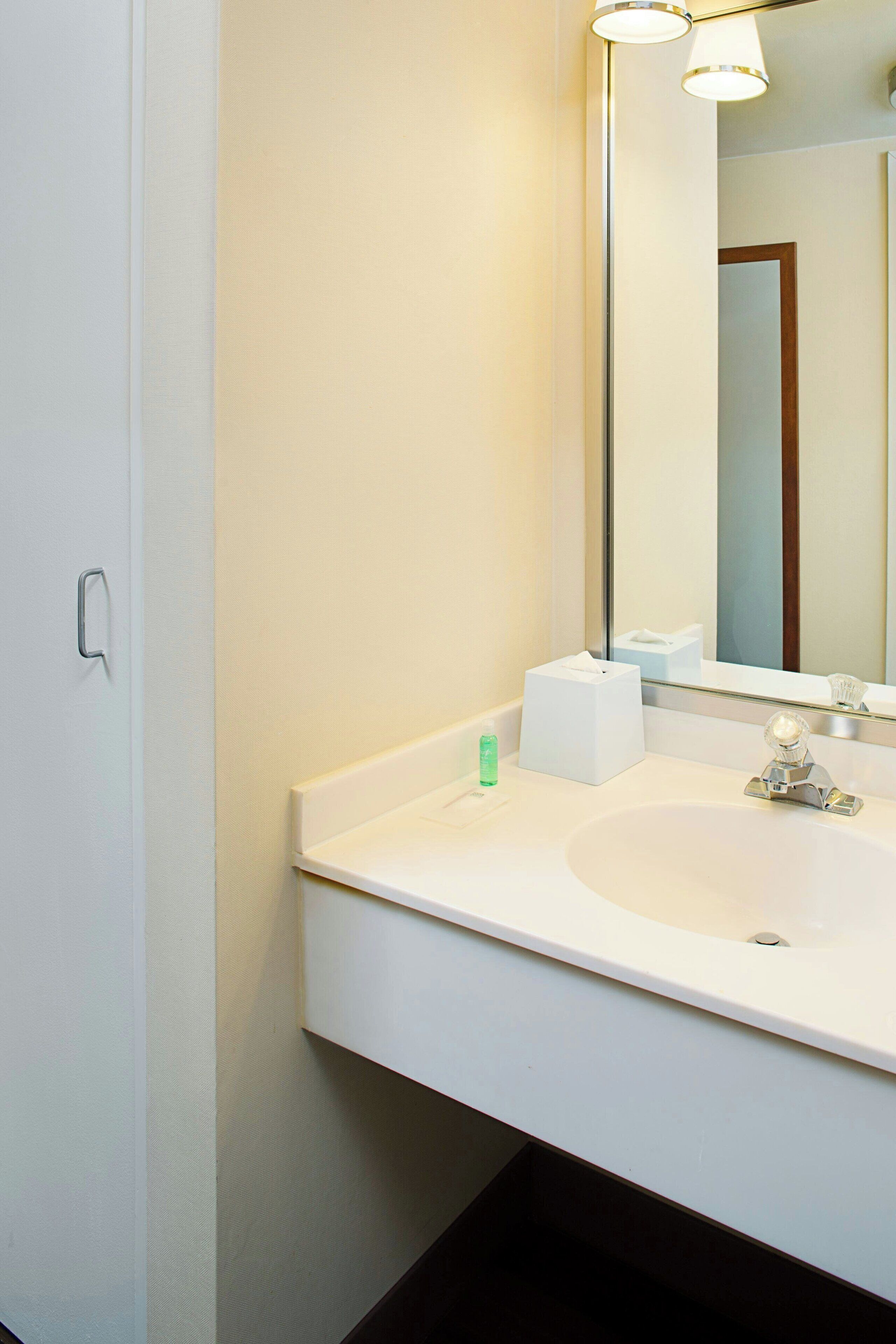 combined shower/bathtub, free toiletries, hair dryer, towels