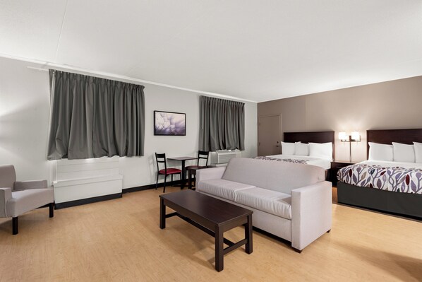 Suite, 2 Queen Beds, Non Smoking, Kitchenette | In-room safe, desk, laptop workspace, blackout curtains