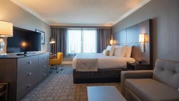 Desk, laptop workspace, blackout curtains, soundproofing