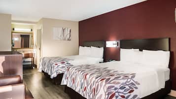 Deluxe Room, 2 Queen Beds, Non Smoking | Desk, blackout drapes, iron/ironing board, free cribs/infant beds