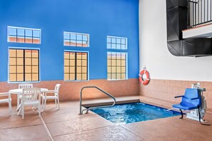 Indoor pool, open 6:00 AM to 10:00 PM, sun loungers