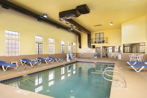 Indoor pool, open 6:00 AM to 10:00 PM, sun loungers