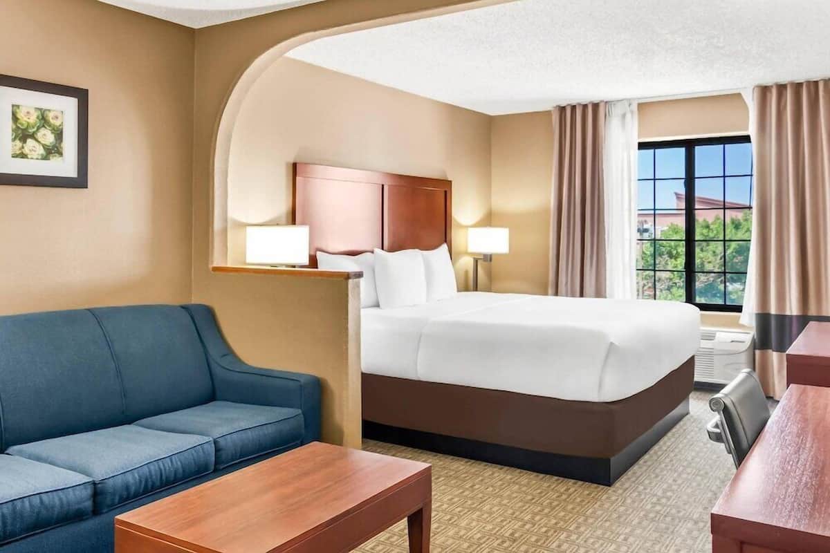 Down duvets, pillow-top beds, desk, blackout curtains