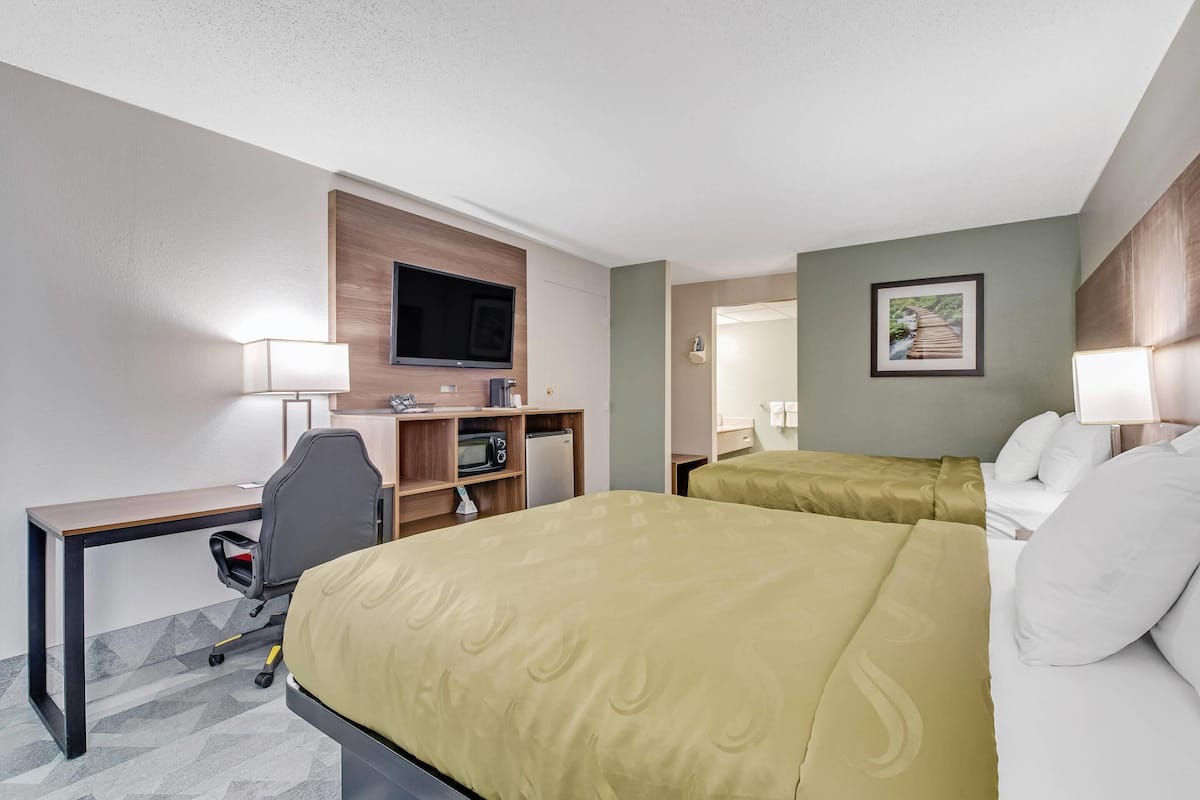 Room, 2 Queen Beds, Non Smoking | Desk, iron/ironing board, free WiFi, bed sheets