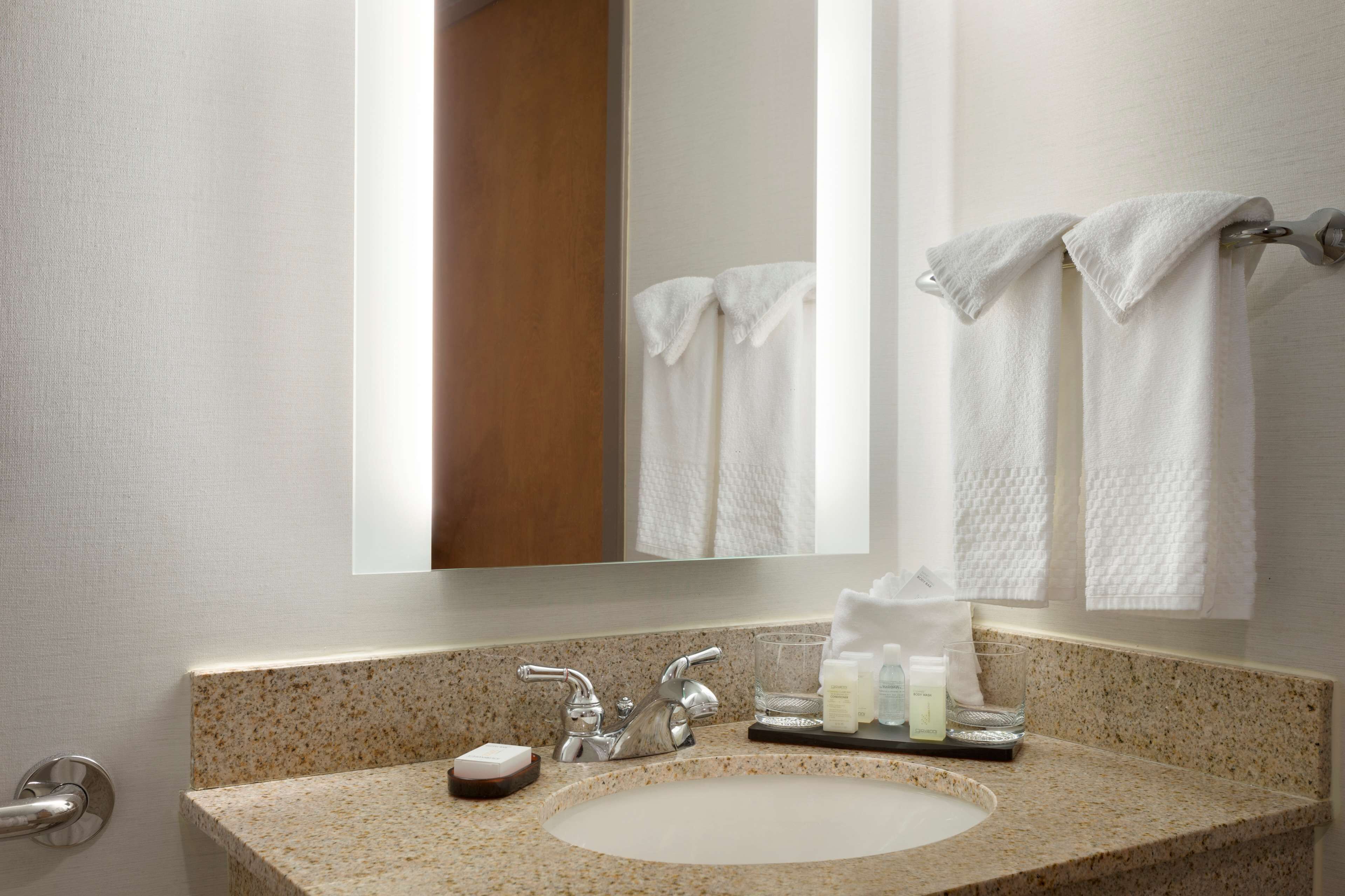 free toiletries, hair dryer, towels, soap