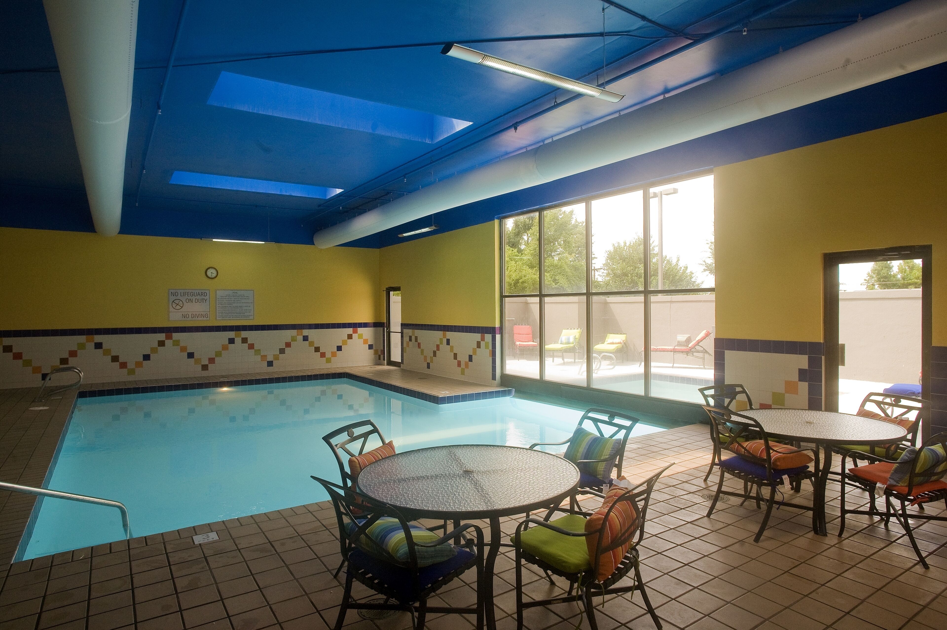 indoor pool, outdoor pool, pool loungers