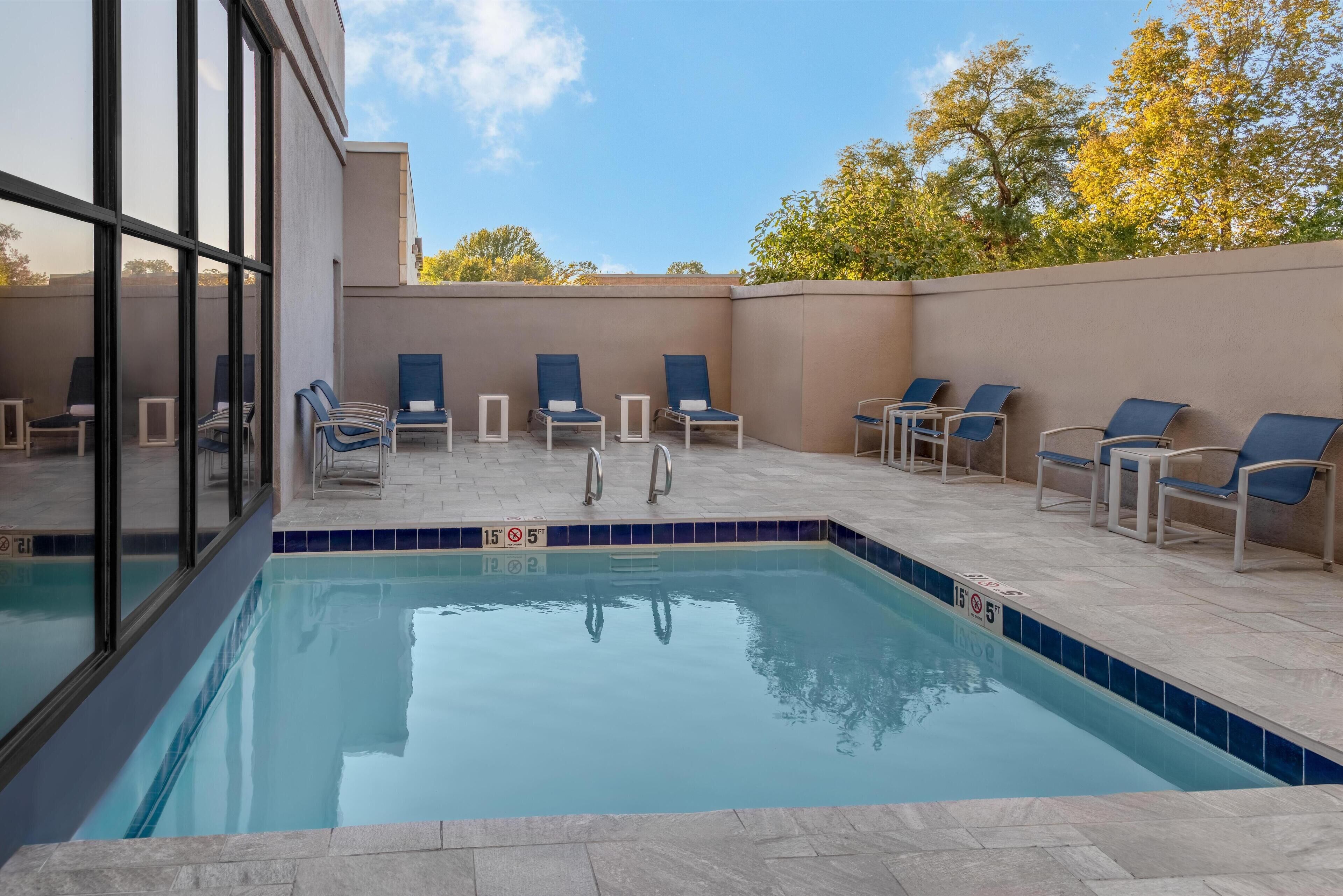 Indoor pool, outdoor pool, sun loungers