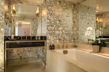 Designer toiletries, hair dryer, bathrobes, slippers at Sunset Tower Hotel