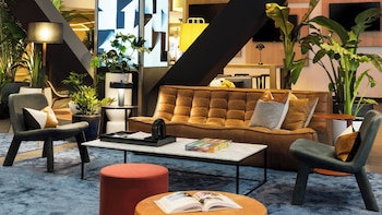 Hotel entrance and lobby at M Social Hotel Times Square New York