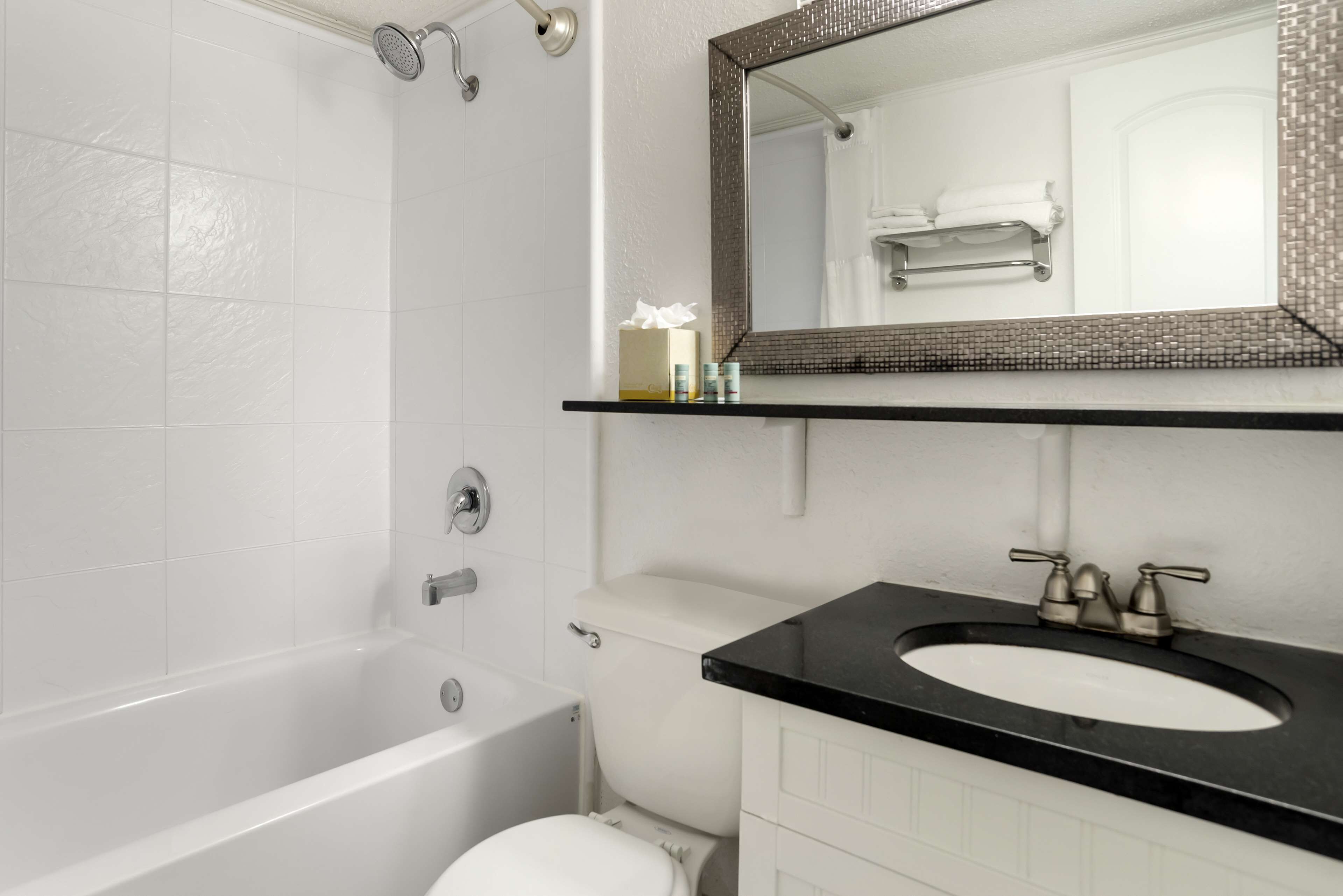 standard room, 1 king bed, non smoking, jetted tub | bathroom | combined shower/bathtub, free toiletries, hair dryer, towels