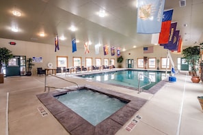 Indoor pool, open 7:00 AM to 9:00 PM, pool loungers