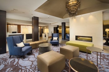 Hotel entrance and lobby at Skybridge Seattle Airport Hotel