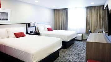 Room, 2 Queen Beds, Non Smoking | Desk, laptop workspace, blackout curtains, iron/ironing board