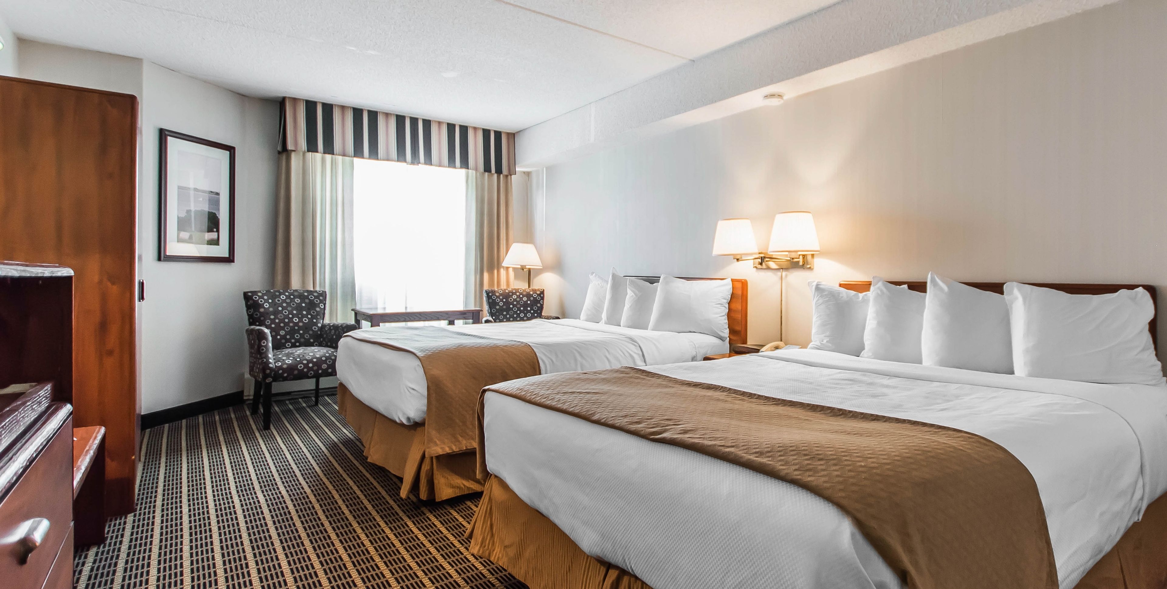 room, 2 queen beds, non smoking (upper floor) | pillow-top beds, desk, iron/ironing board, free cots/infant beds