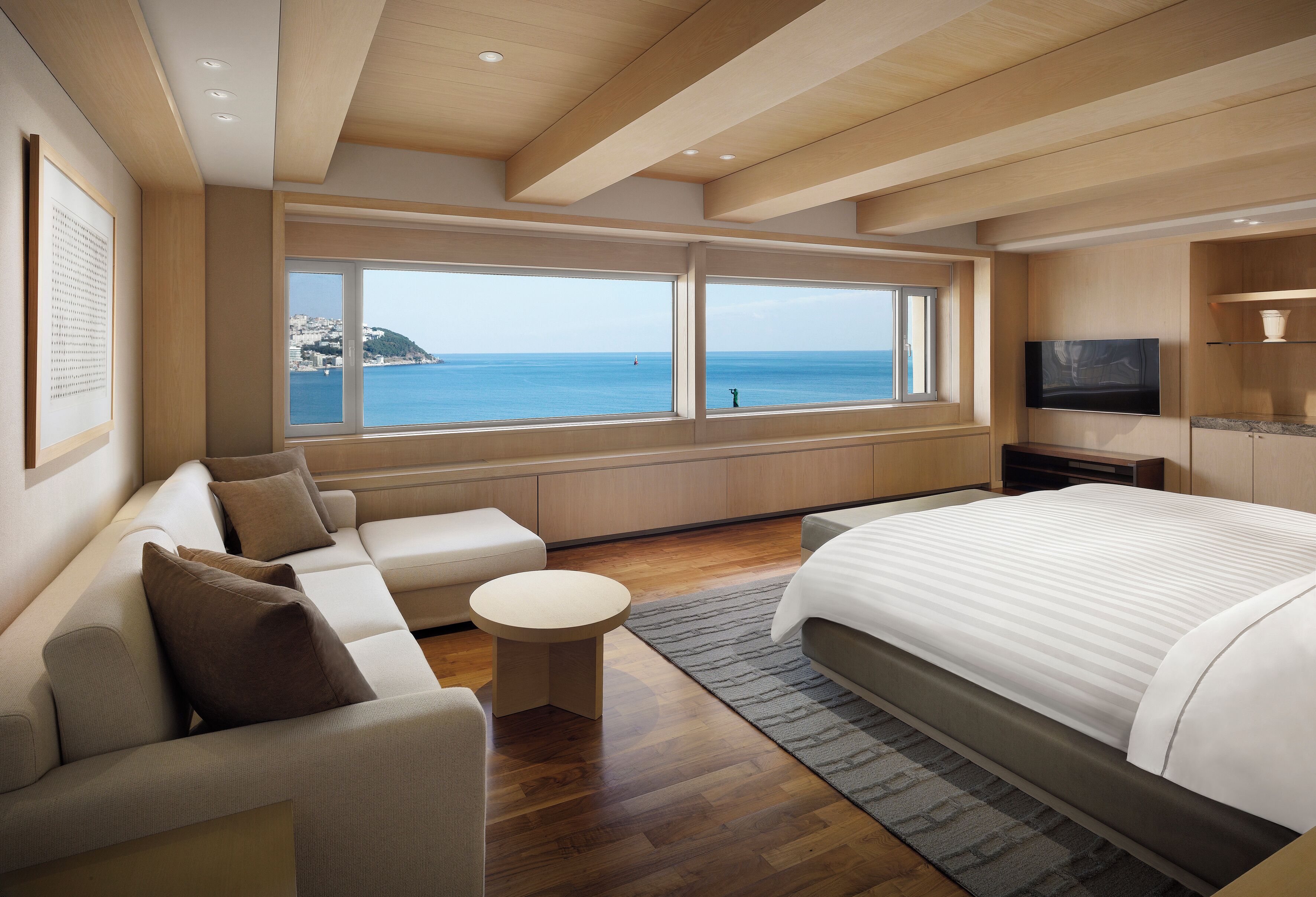 總統套房, 1 張標準雙人床, 海灘景 | 高級寢具、羽絨被、特厚豪華床墊、迷你吧