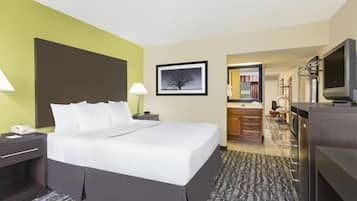 Desk, blackout drapes, iron/ironing board, free cribs/infant beds