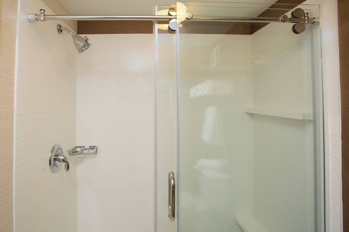 free toiletries, hair dryer, towels