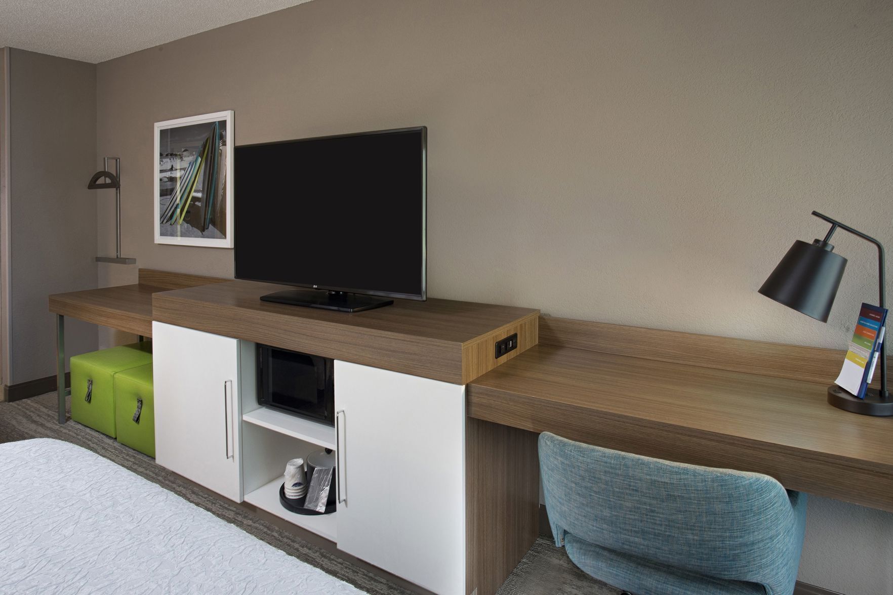 Premium bedding, down comforters, pillowtop beds, in-room safe