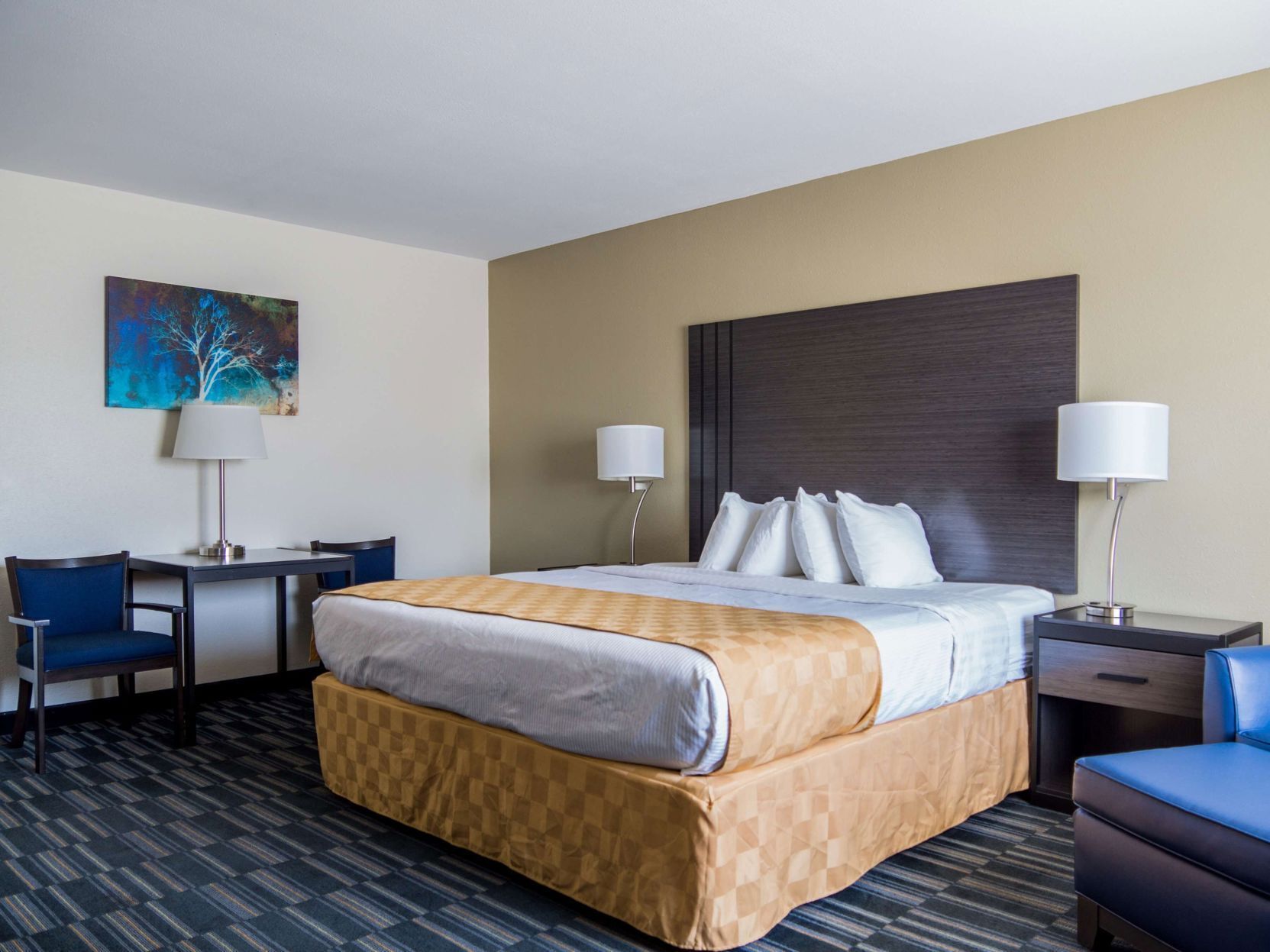 Blendingsgardiner, strykejern/-brett, wi-fi (mot et tillegg) og sengetøy