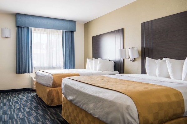 Cortinas blackout, tabla de planchar con plancha, wifi y ropa de cama